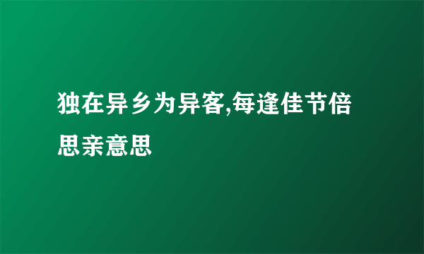 独在异乡为异客,每逢佳节倍思亲意思