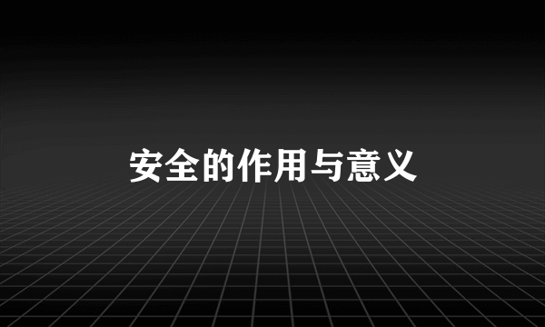 安全的作用与意义