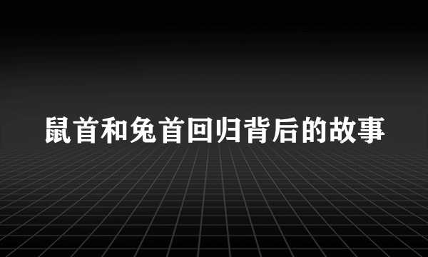 鼠首和兔首回归背后的故事