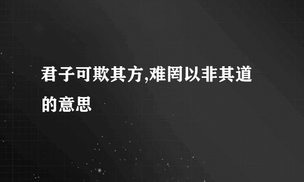君子可欺其方,难罔以非其道的意思