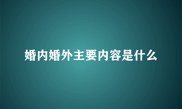 婚内婚外主要内容是什么