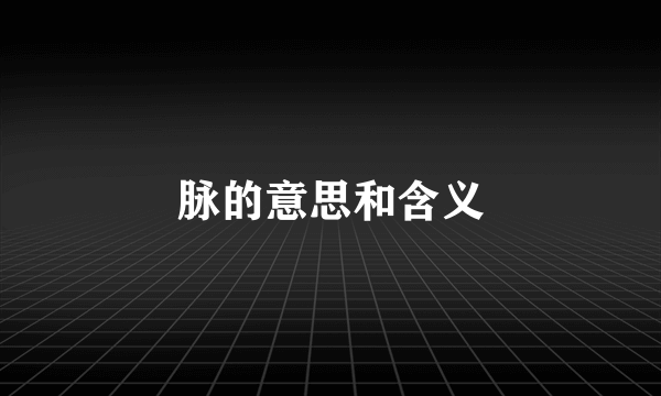 脉的意思和含义