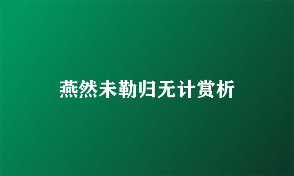 燕然未勒归无计赏析