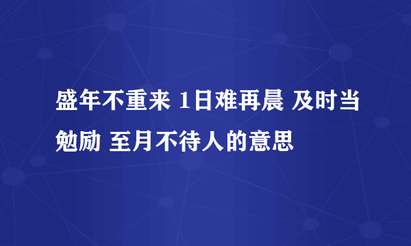 盛年不重来 1日难再晨 及时当勉励 至月不待人的意思