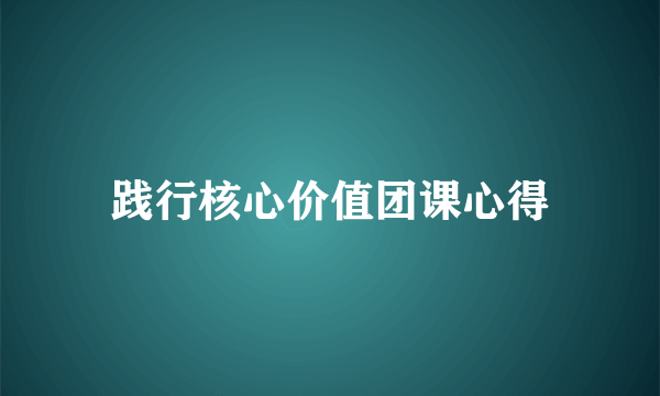践行核心价值团课心得
