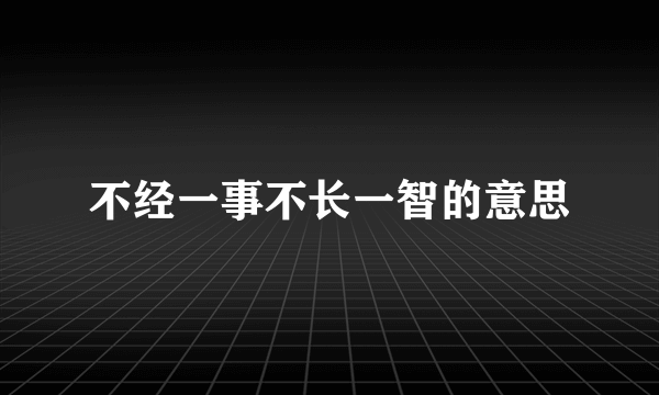 不经一事不长一智的意思