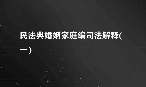 民法典婚姻家庭编司法解释(一)