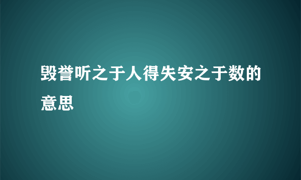毁誉听之于人得失安之于数的意思