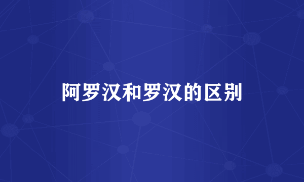 阿罗汉和罗汉的区别