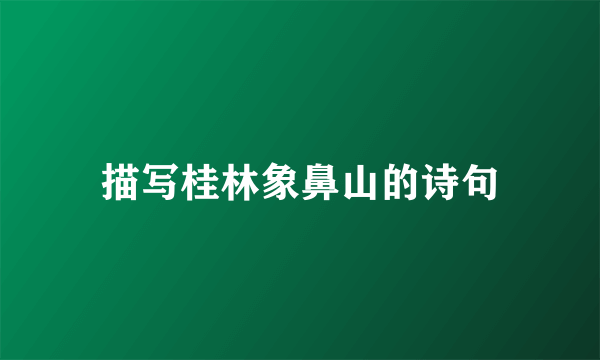 描写桂林象鼻山的诗句