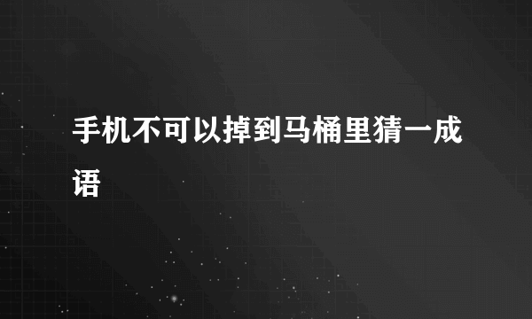手机不可以掉到马桶里猜一成语