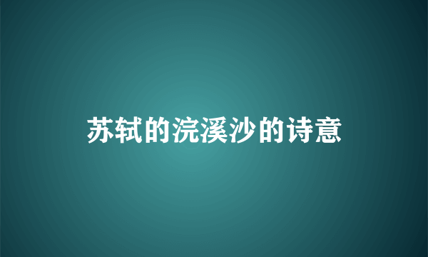 苏轼的浣溪沙的诗意