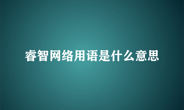睿智网络用语是什么意思