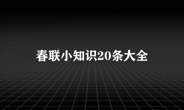 春联小知识20条大全
