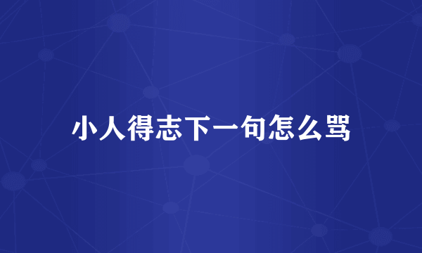 小人得志下一句怎么骂
