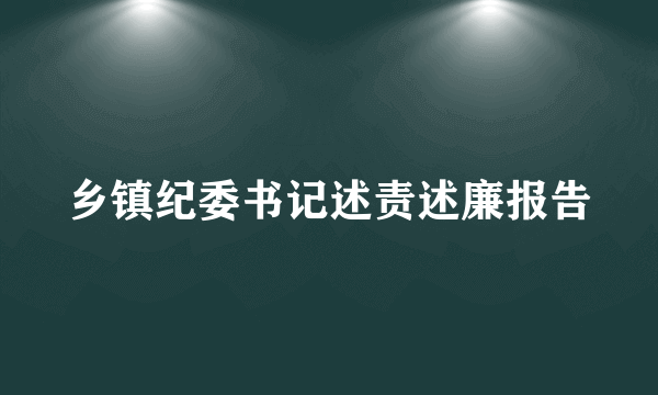 乡镇纪委书记述责述廉报告