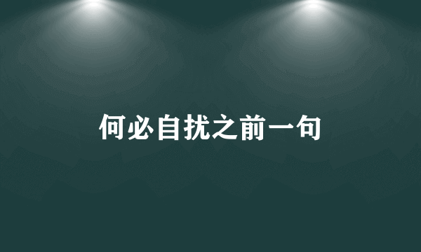 何必自扰之前一句