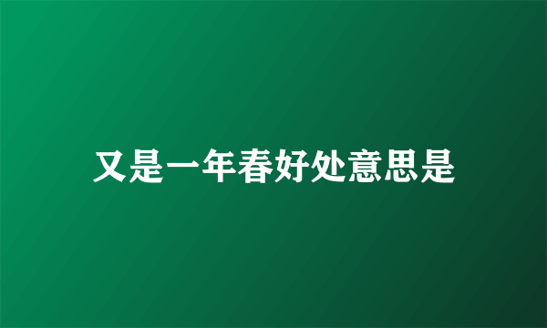 又是一年春好处意思是