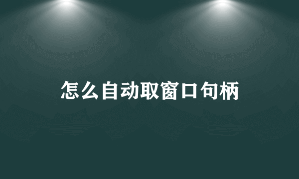 怎么自动取窗口句柄
