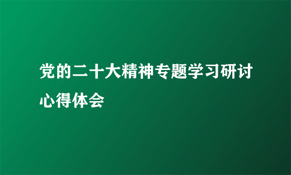 党的二十大精神专题学习研讨心得体会