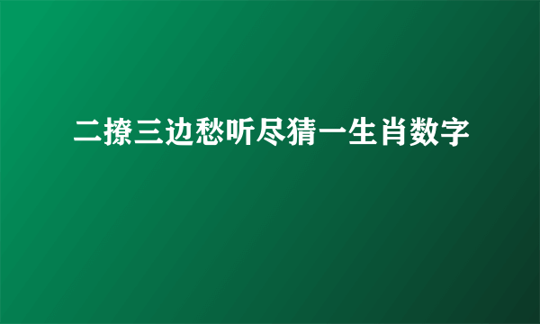 二撩三边愁听尽猜一生肖数字