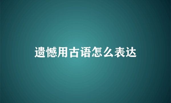 遗憾用古语怎么表达