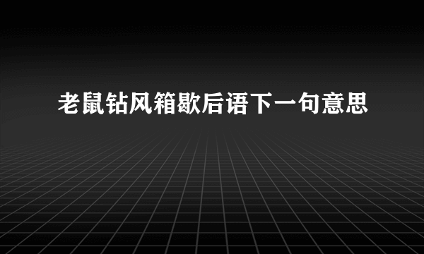 老鼠钻风箱歇后语下一句意思