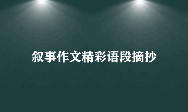 叙事作文精彩语段摘抄