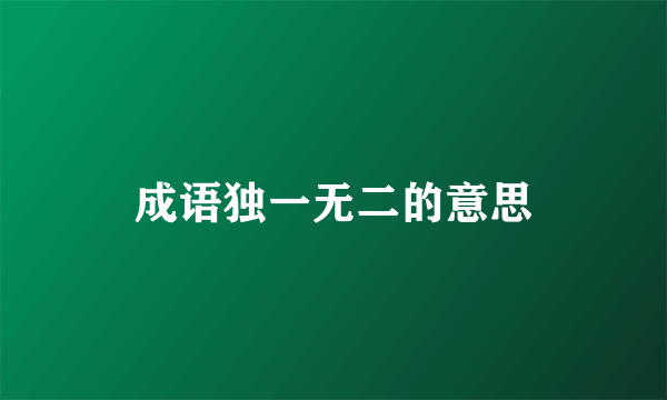 成语独一无二的意思