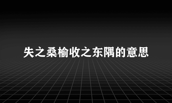 失之桑榆收之东隅的意思