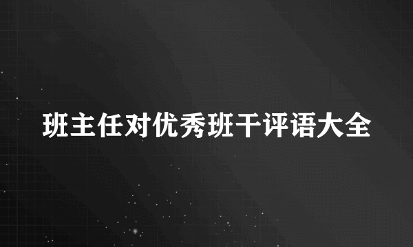 班主任对优秀班干评语大全