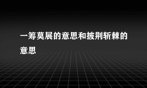 一筹莫展的意思和披荆斩棘的意思