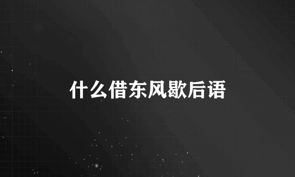 什么借东风歇后语