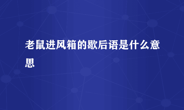 老鼠进风箱的歇后语是什么意思