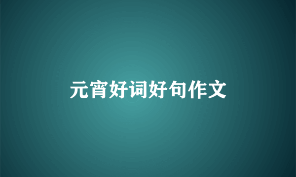 元宵好词好句作文
