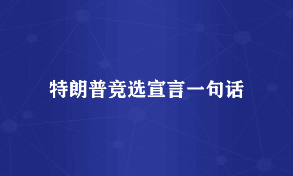 特朗普竞选宣言一句话