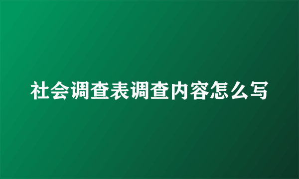 社会调查表调查内容怎么写