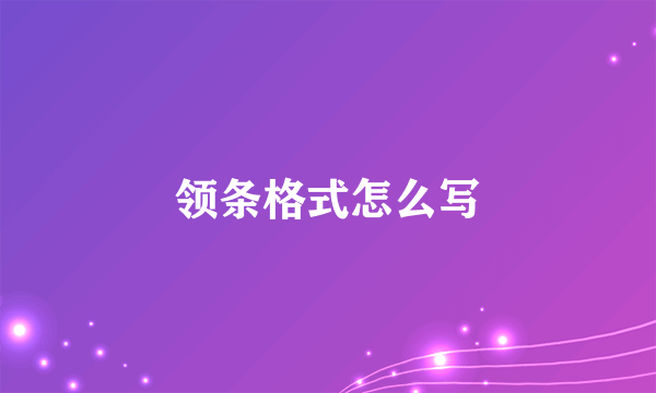 领条格式怎么写