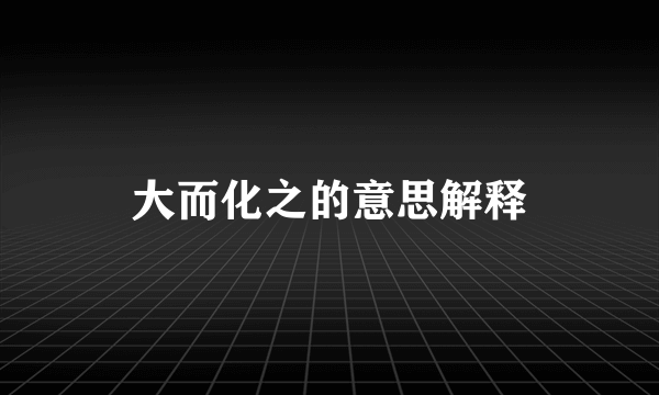 大而化之的意思解释