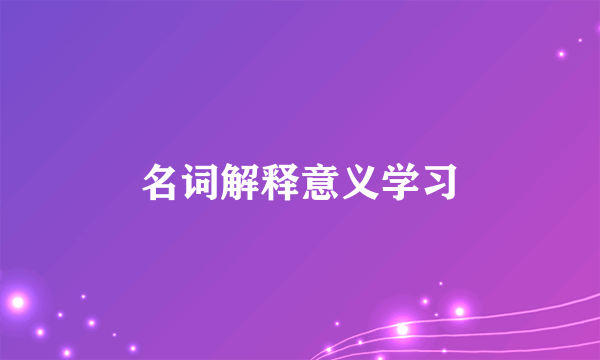 名词解释意义学习
