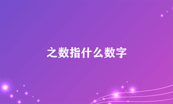 之数指什么数字