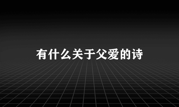 有什么关于父爱的诗