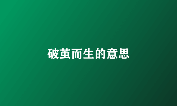 破茧而生的意思