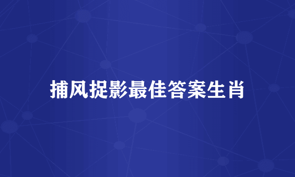 捕风捉影最佳答案生肖