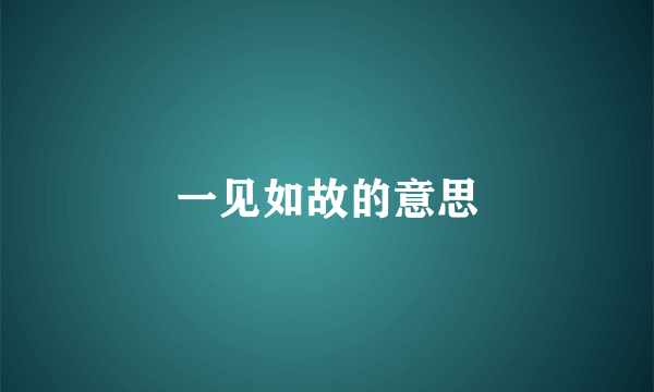 一见如故的意思