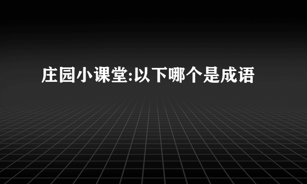 庄园小课堂:以下哪个是成语