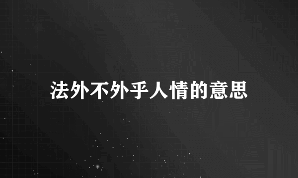 法外不外乎人情的意思