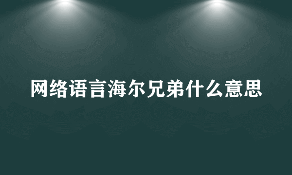 网络语言海尔兄弟什么意思