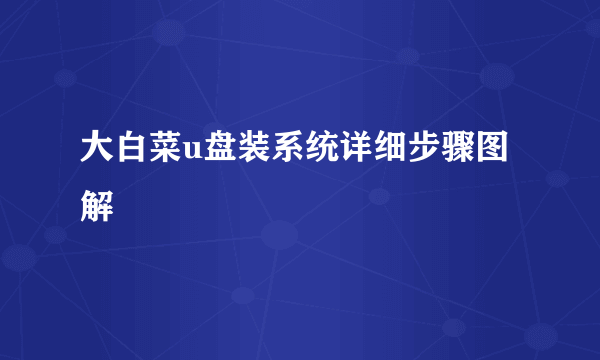 大白菜u盘装系统详细步骤图解