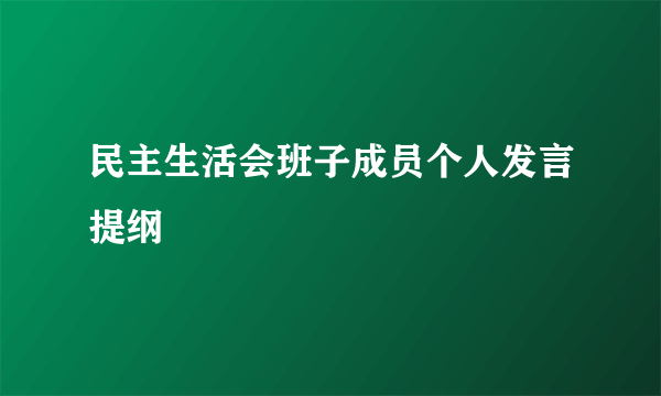民主生活会班子成员个人发言提纲